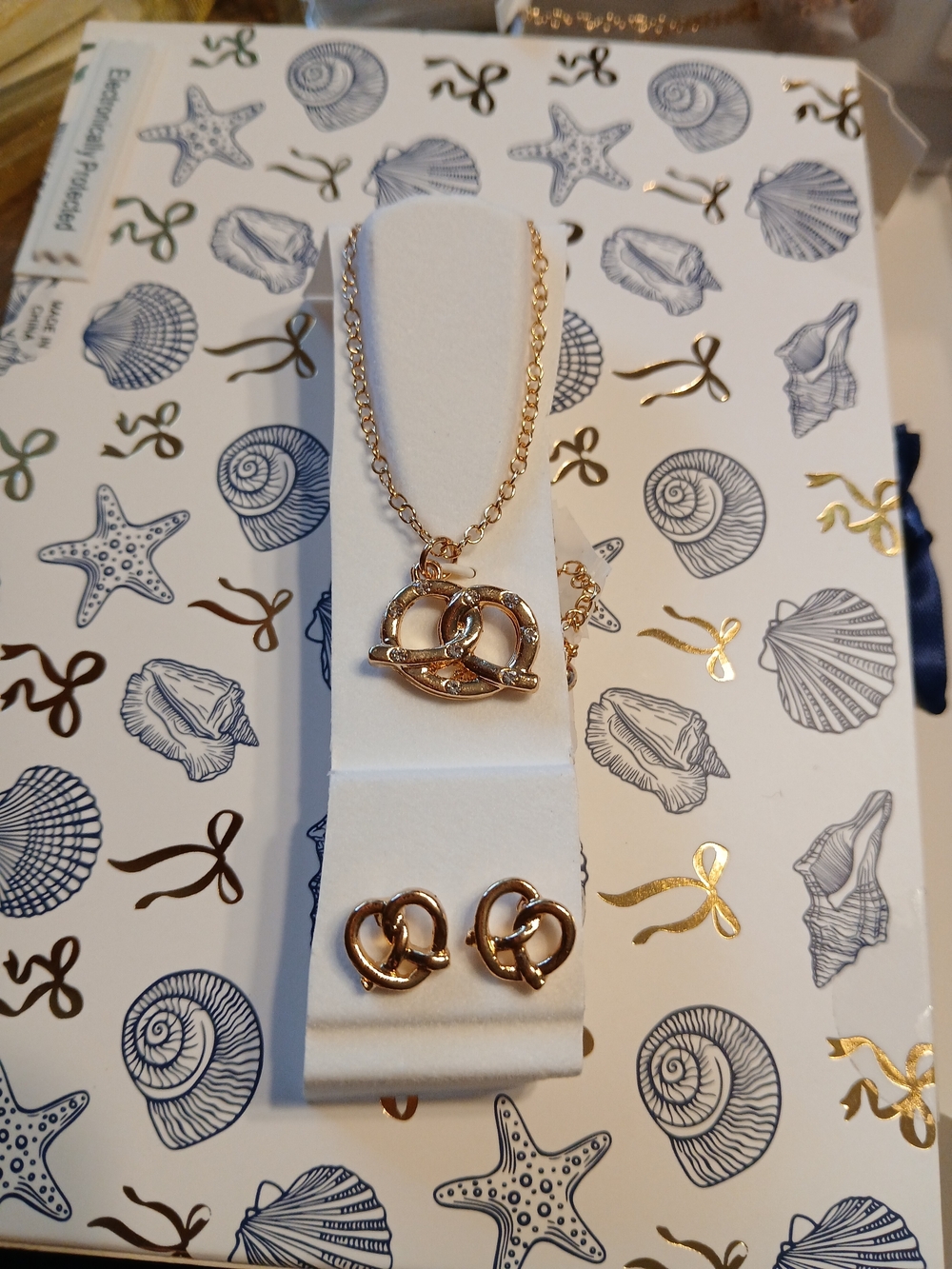 Rampage Gold-Tone Knotted Pretzel Necklace and Stud Earring Set - Picture 3 of 5